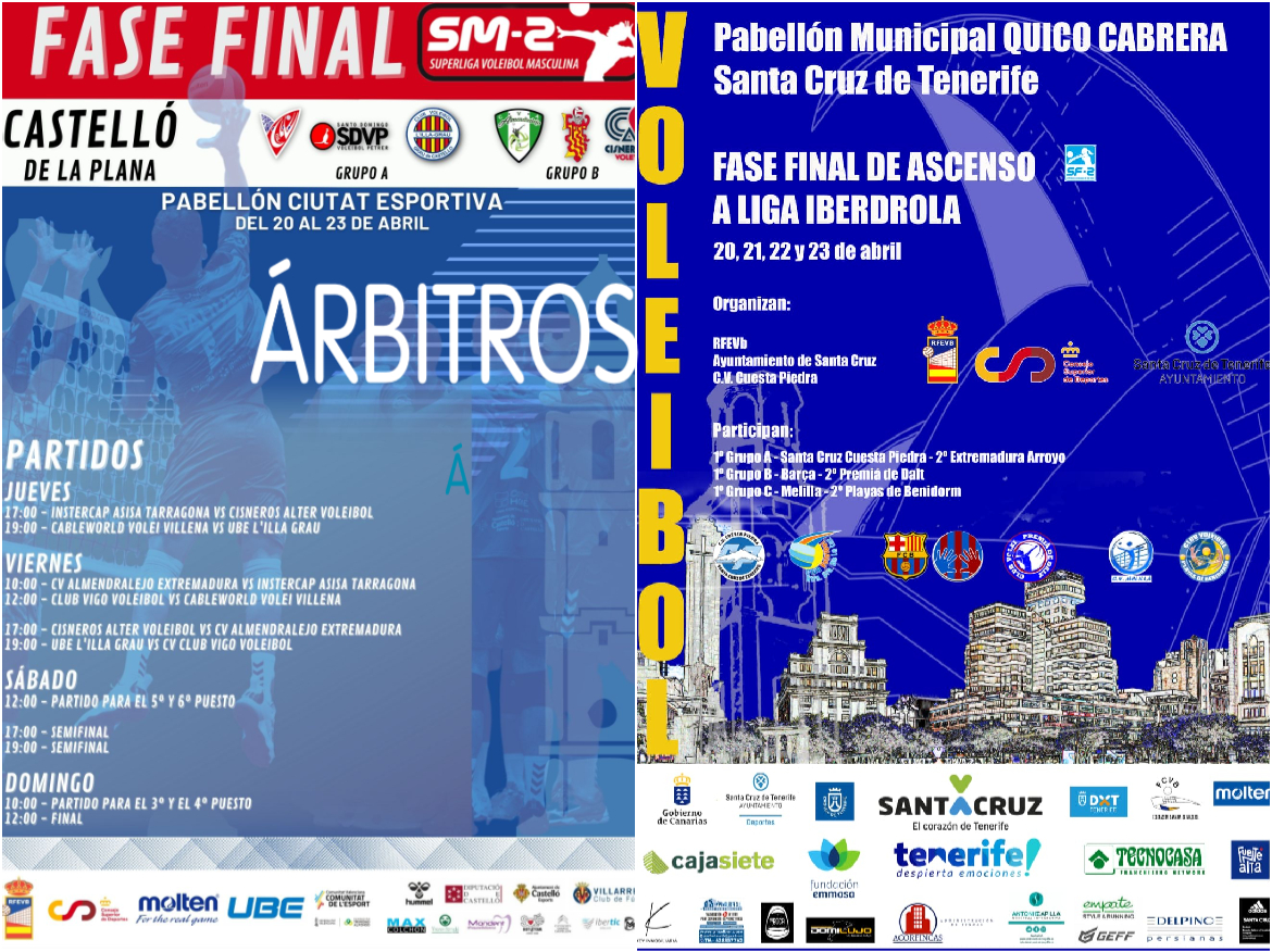 Designaciones Fases Finales Superliga 2 Masculina y Femenina