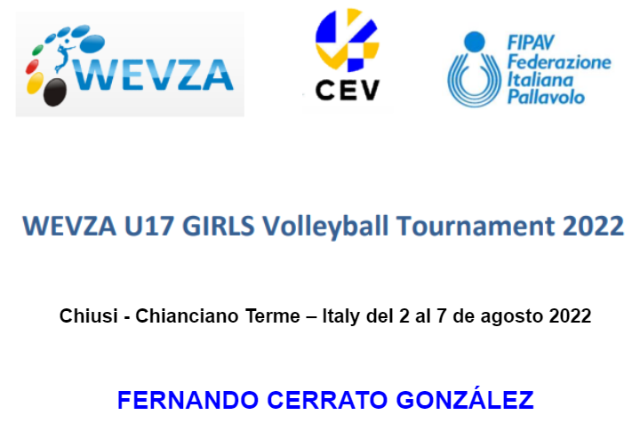 Fernando Cerrato estará en un Torneo WEVZA en Italia
