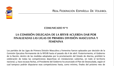 Comunicado Nº 9 - Finalización Ligas Primera División
