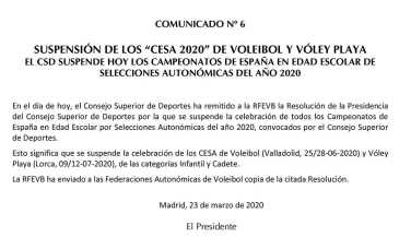 Medidas extraordinarias RFEVB - COVID-19 - Comunicado 6
