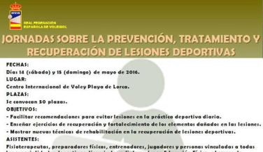 La RFEVB convoca unas jornadas sobre prevención, tratamiento y recuperación de lesiones